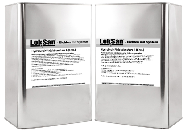 HydroDrain® Injektionsharz 583 inkl. Korrosionschutz Komp. A(10 kg) + B(10 kg)